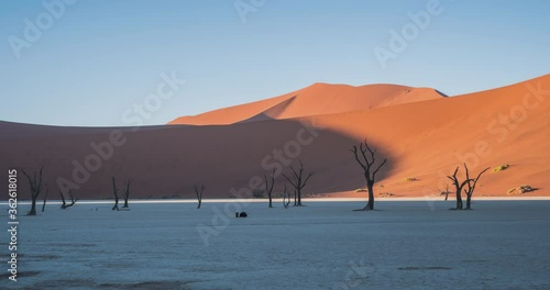 4K-10BIT-YUV422 timelapse of Namibia Sossusvlei Desert sunrise, Deadvlei sunrise, red desert sunrise