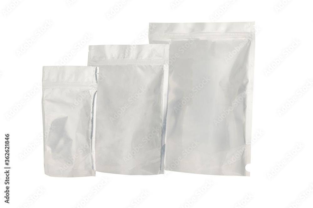 Foil package bag isolated on white