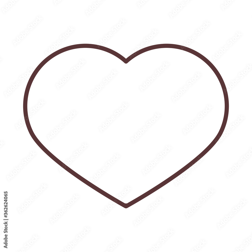 love heart romantic feeling line style icon