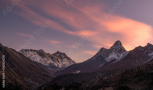 sunrise on Everest and Ama Dablam