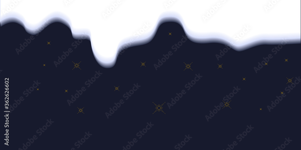 Obraz premium Ice garland, snow hat - dark blue background - vector. Banner. Christmas decoration. Winter holidays