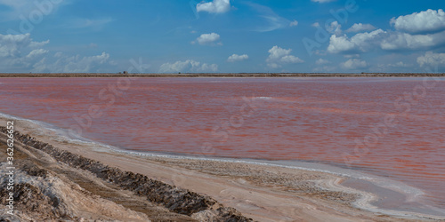 Rosa See Wasser der Salzwerke in Walvis Bay Namibia Südafrika