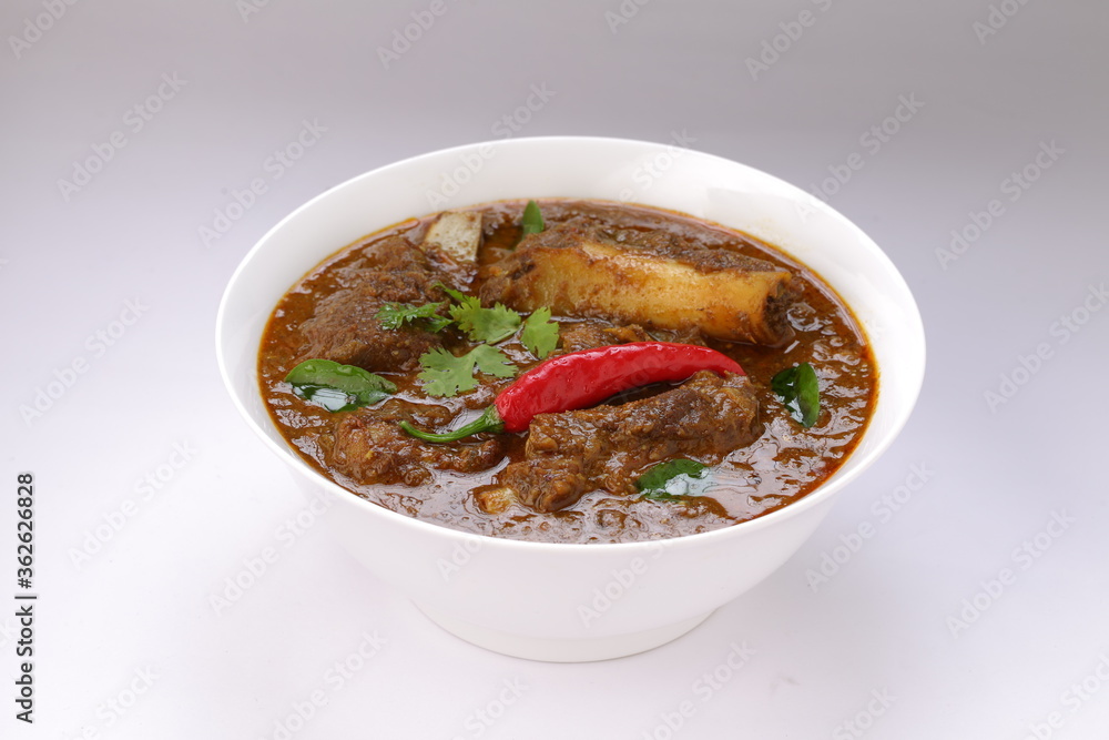 Mutton curry or Lamb curry_white background Mutton curry or Lamb curry_white background