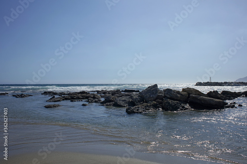 Beach frangokastello in creta island greece modern summer background covid-19 season prints photo