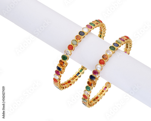 22k gold bangles with stones photo