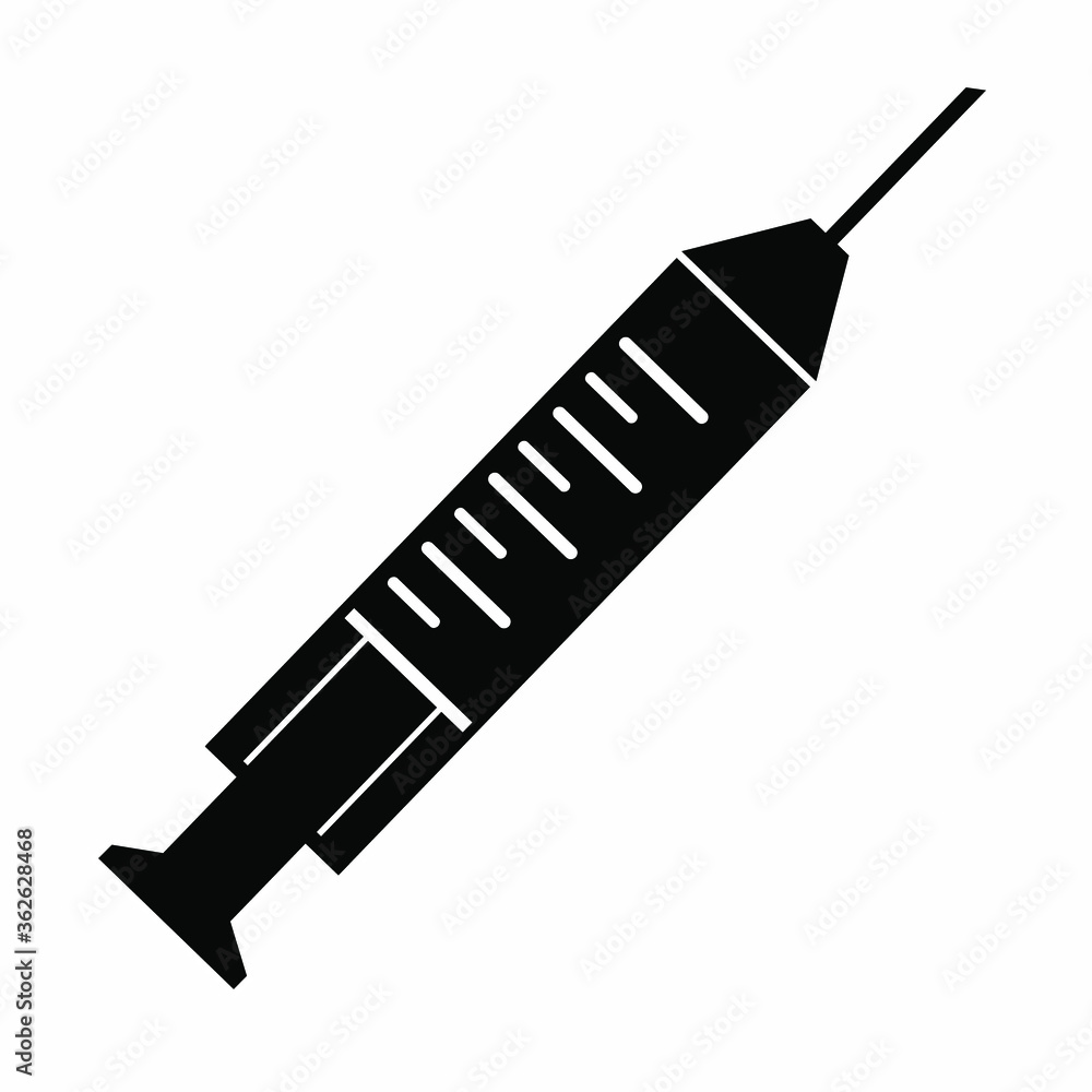 Black and white syringe icon vector