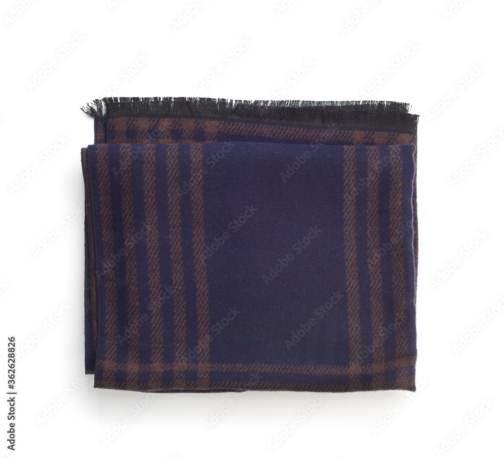 Fotografie Top view of folded woolen blue scarf