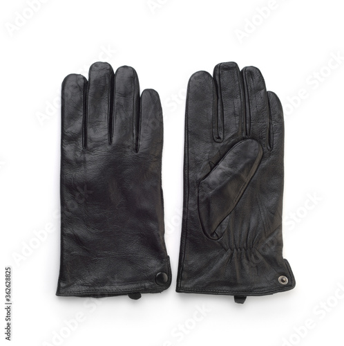 Pair of leather black men gloves