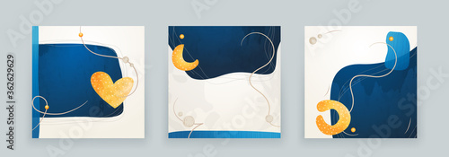 Set of Creative minimalist hand drawn abstract background. Modern fluid abstract shapes in contemporary style for social banner background, stories post, postcard, flyer or brochure design.
