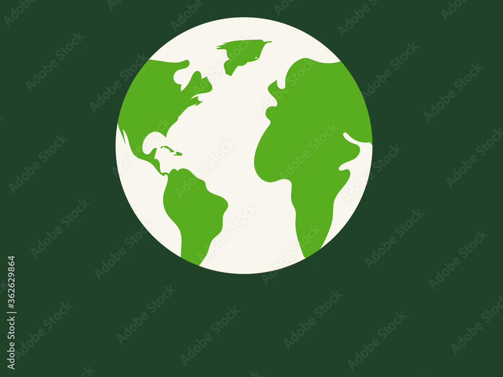 Earth with green leaves isolated on white background.. Happy earth day. Ecology web background. Poster, flyer, banner, card.