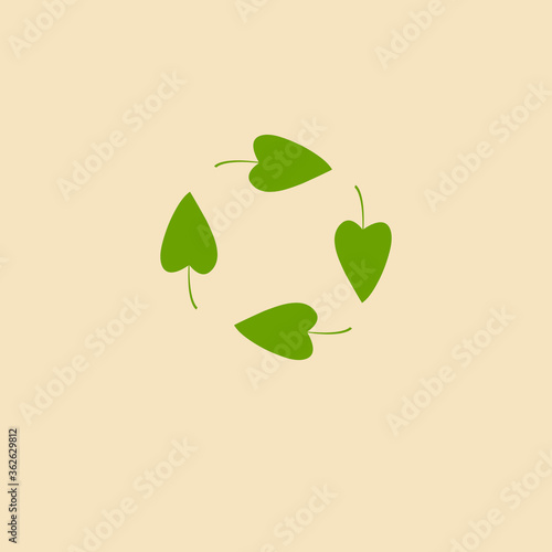 Renewable energy. Green leaf icon design. Vector eco illustration for social poster  banner or card on the subject of saving the planet.