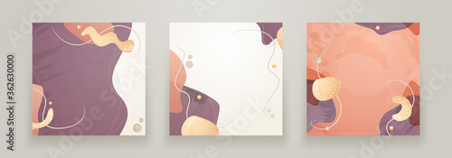 Set of Creative minimalist hand drawn abstract background. Modern fluid abstract shapes in contemporary style for social banner background, stories post, postcard, flyer or brochure design.