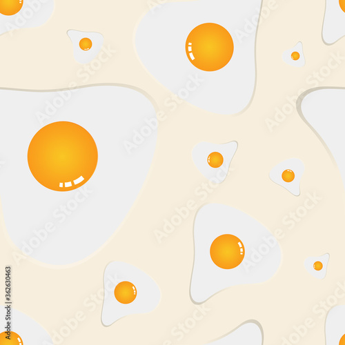Vector seamless omelette pattern on a light beige background.