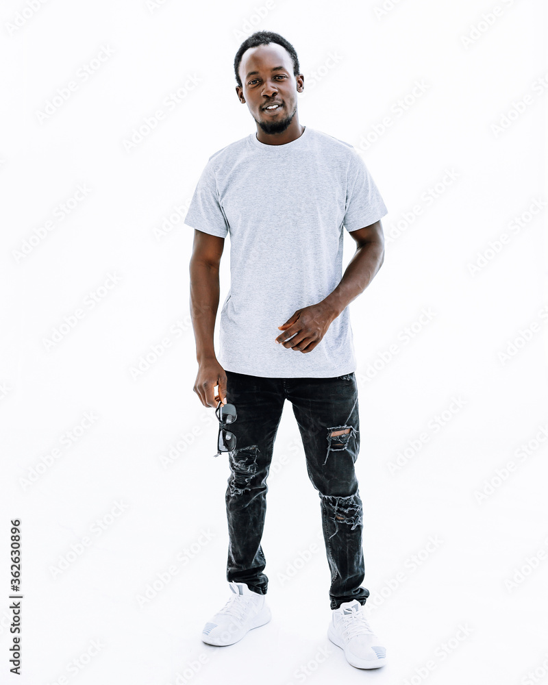 in full growth. portrait of a stylish fashionable guy.