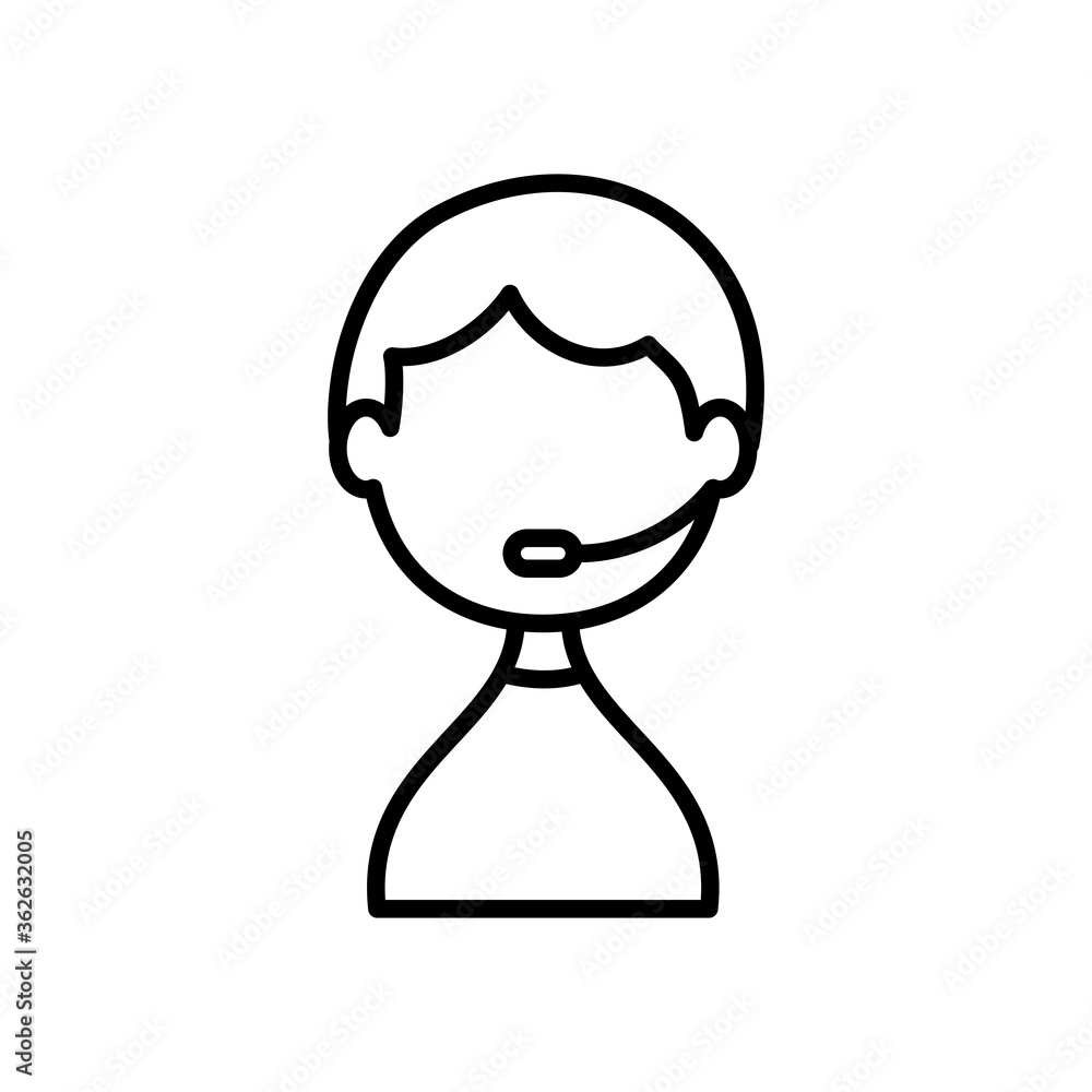 avatar man with headset icon, line style avatar man with headset icon, line style