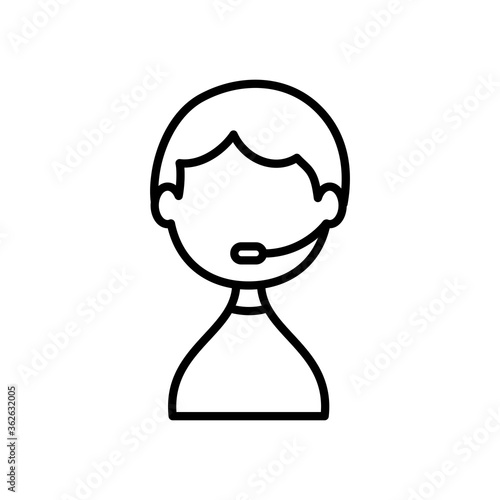 avatar man with headset icon, line style
