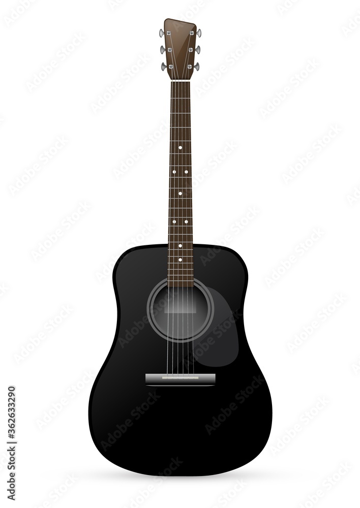 Obraz premium Black acoustic guitar - vector illustration