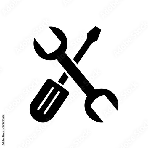 wrench and screwdriver tools icon, silhouette style