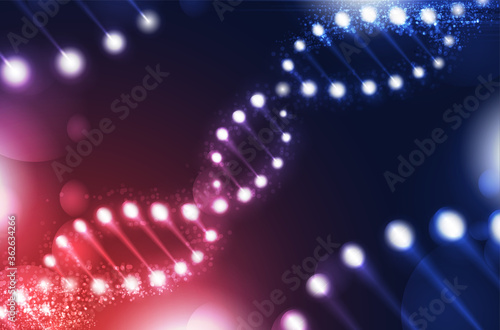 DNA digital, sequence, code structure with glow. Science concept and nano technology background. vector design..