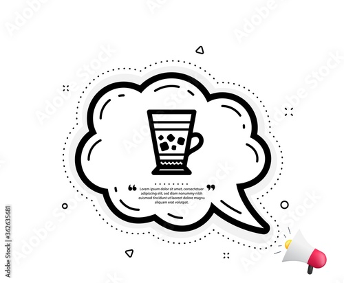 Frappe coffee icon. Quote speech bubble. Cold drink sign. Beverage symbol. Quotation marks. Classic frappe icon. Vector