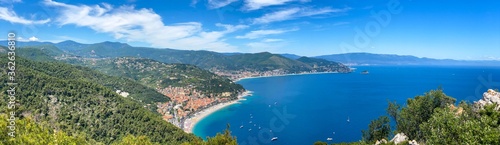 Fototapeta Naklejka Na Ścianę i Meble -  Overview of the Ligurian coast with Noli, Spotorno and Bergeggi, Liguria - Italy