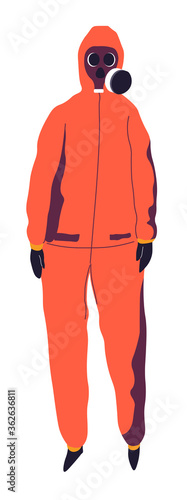 Protective suit, hazmat costume with respirator and mask