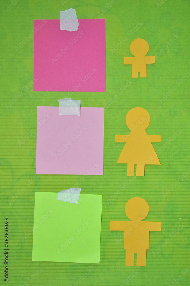 Notes On The Wall Schedule With Family Member Symbols Stock Photo notes-on-the-wall-schedule-with-family-member-symbols-stock-photo