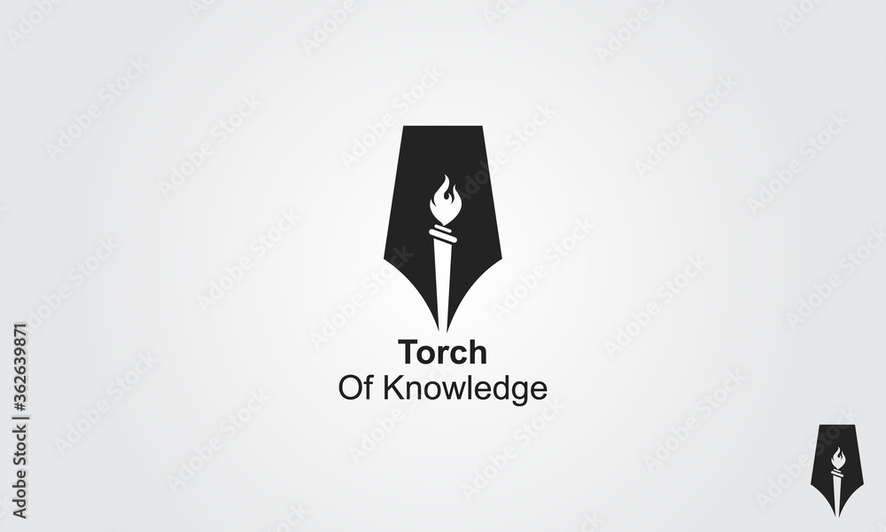 Torch of Knowledge Logo Design TemplatePen Torch. University education