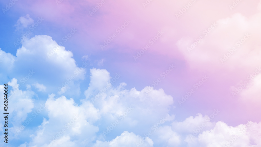 beauty soft pastel with fluffy clouds on sky. multi color rainbow love image