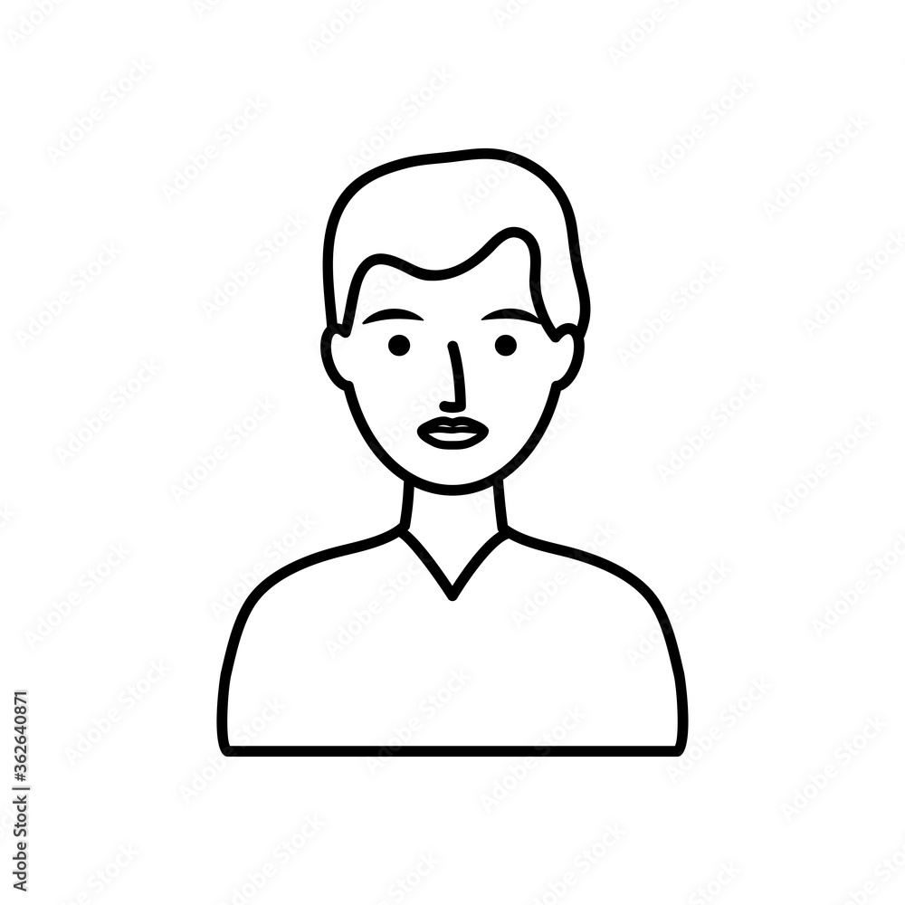 young man cartoon icon, line style young man cartoon icon, line style