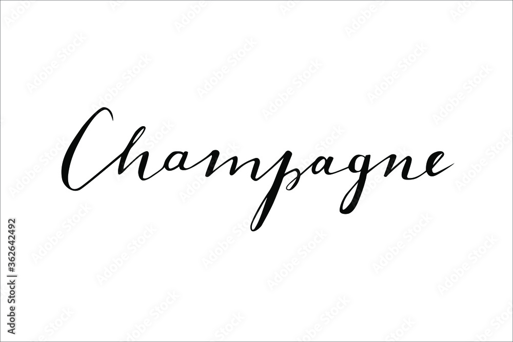 Champagne hadwritten logotype vector isolated on white background