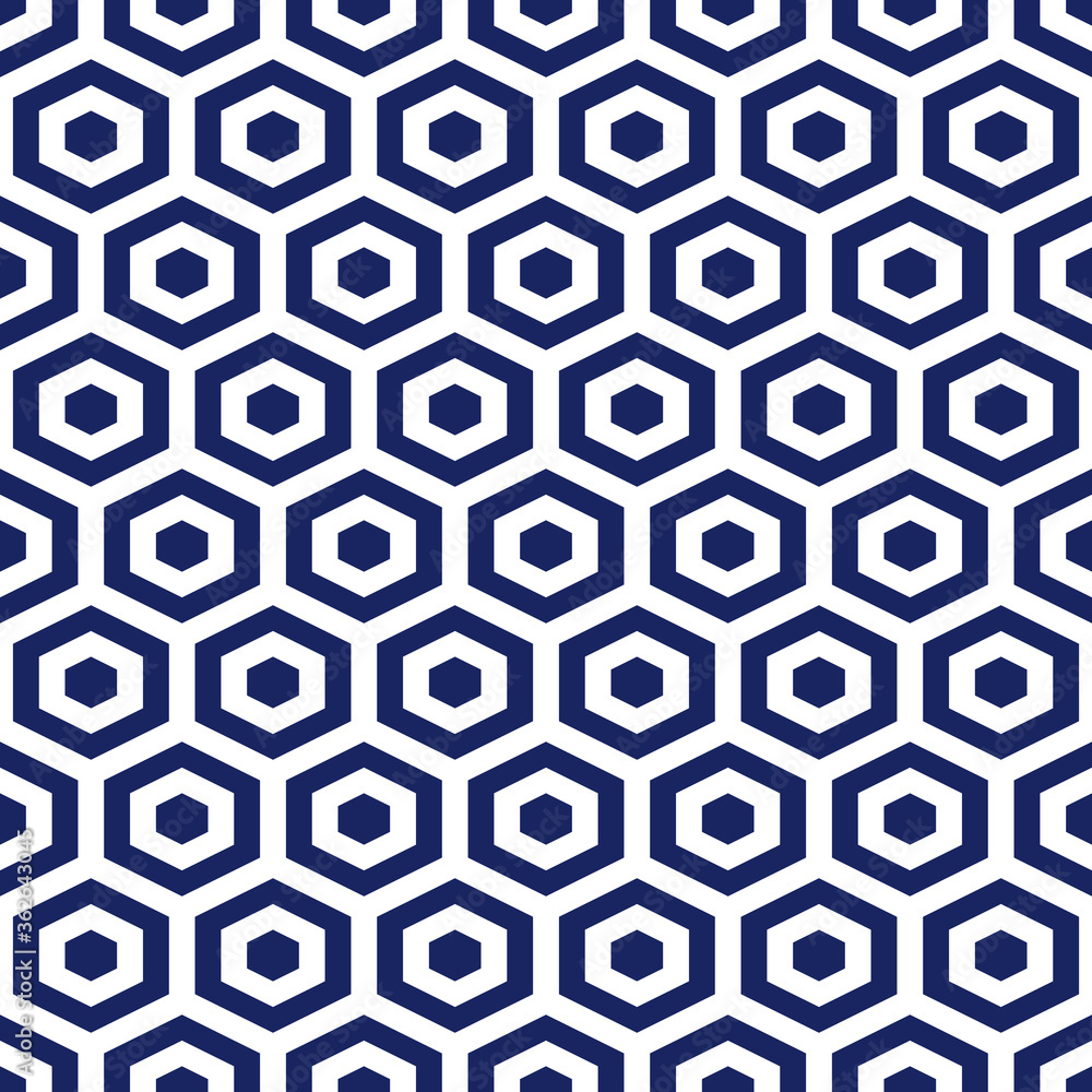Honeycomb background. Blue colors repeated hexagon tiles wallpaper. Seamless pattern with classic geometric ornament. Honeycomb background. Blue colors repeated hexagon tiles wallpaper. Seamless pattern with classic geometric ornament.