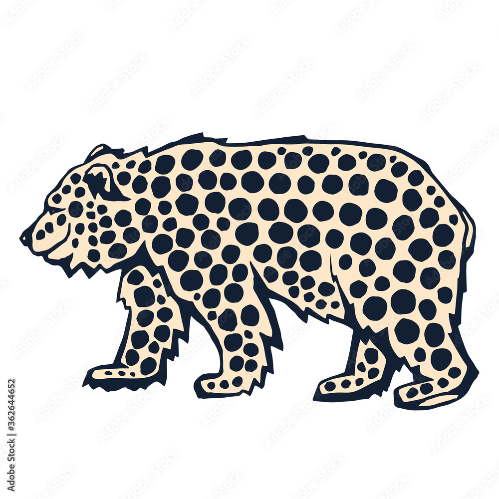 Fototapeta premium Vector background hand drawn bear. Hand drawn ink illustration. Modern ornamental decorative background. Print for textile, cloth, wallpaper, scrapbooking