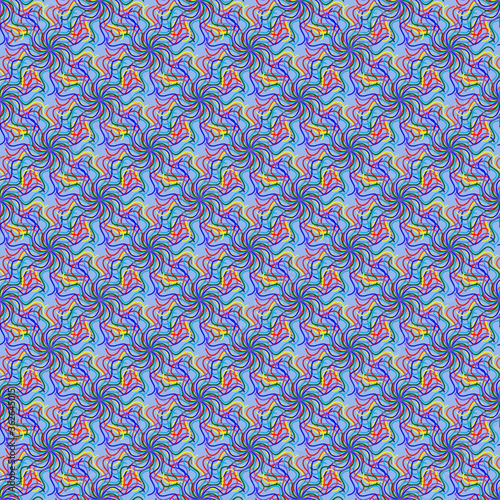 Colorful Rainbow wave on blue backfround seamless pattern, banner and wallpaper, LGBT flag Pride Month symbol of gay Pride