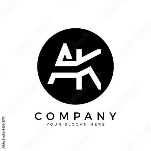 AK Logo Design Business Typography Vector Template. Creative Linked Letter AK Logo Template. AK Font Type Logo