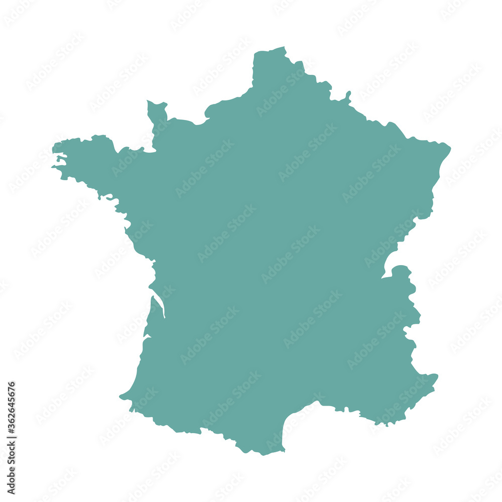 France map contour curve vector illustration isolated on white. 