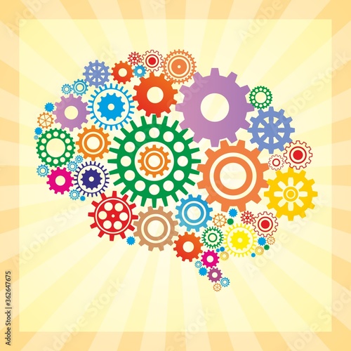 The human brain. Creative concept of the human brain, screw-wheel, vector illustration