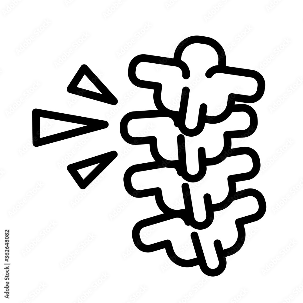 Cracking spine simple black and white outline icon. Flat vector illustration. Isolated on white background. Cracking spine simple black and white outline icon. Flat vector illustration. Isolated on white background.