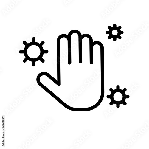 Hand hygiene black and white outline icon. Personal hygiene, disease prevention, stop virus. Flat vector illustration. Isolated on white background.