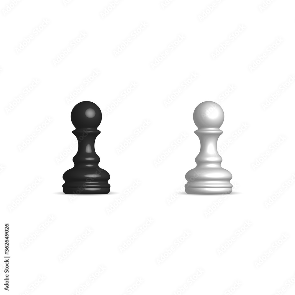 Black and white chess piece pawn, vector illustration. Black and white chess piece pawn, vector illustration.