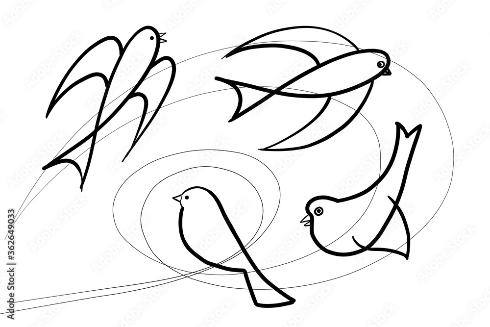 graphic one line drawing image of birds curved flight path graphic one line drawing image of birds curved flight path