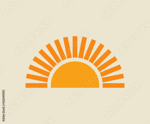 Fototapeta Naklejka Na Ścianę i Meble -  Sunset sun icon. Sun symbol. Flat design vector illustration.