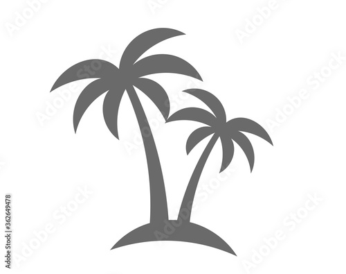 Palm trees on the island. Summer travel. Palm tree icon. Vector illustration.