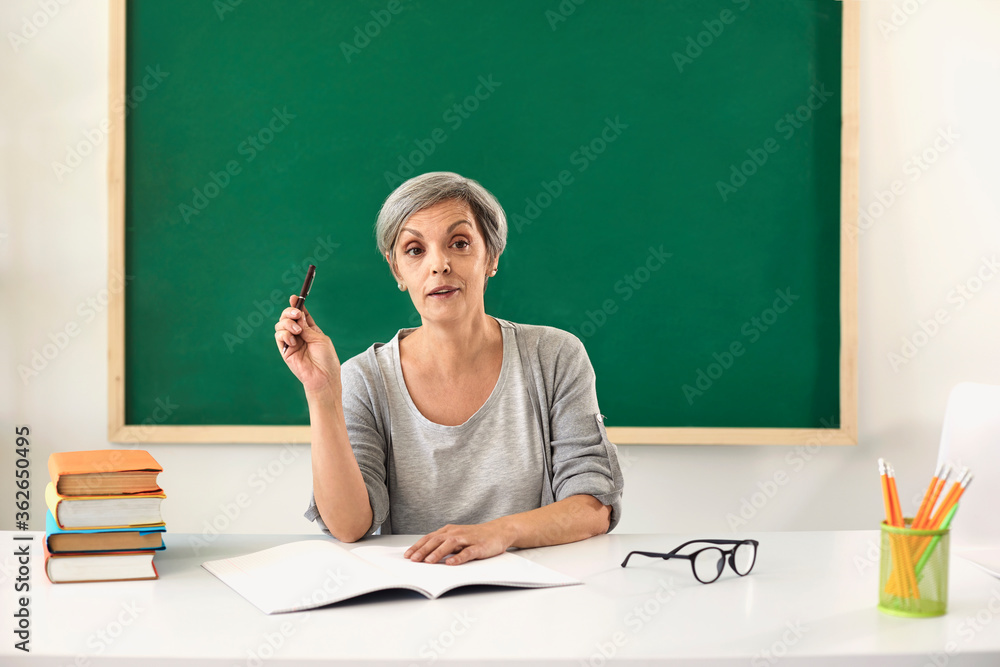 Online education. Mature teacher communicating with student via webcam. Professor giving lecture on internet Online education. Mature teacher communicating with student via webcam. Professor giving lecture on internet