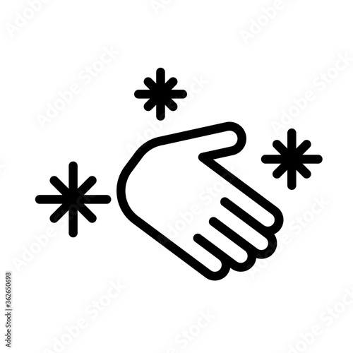Hand hygiene black and white outline icon. Personal hygiene, disease prevention and healthcare hand washing. Flat vector illustration. Isolated on white background.