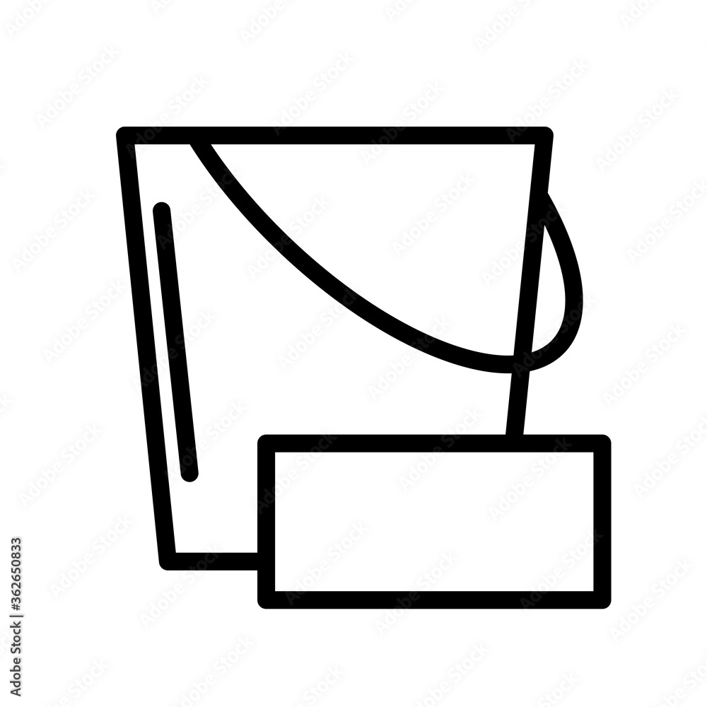 Cleaning bucket with sponge, minimal black and white outline icon ...