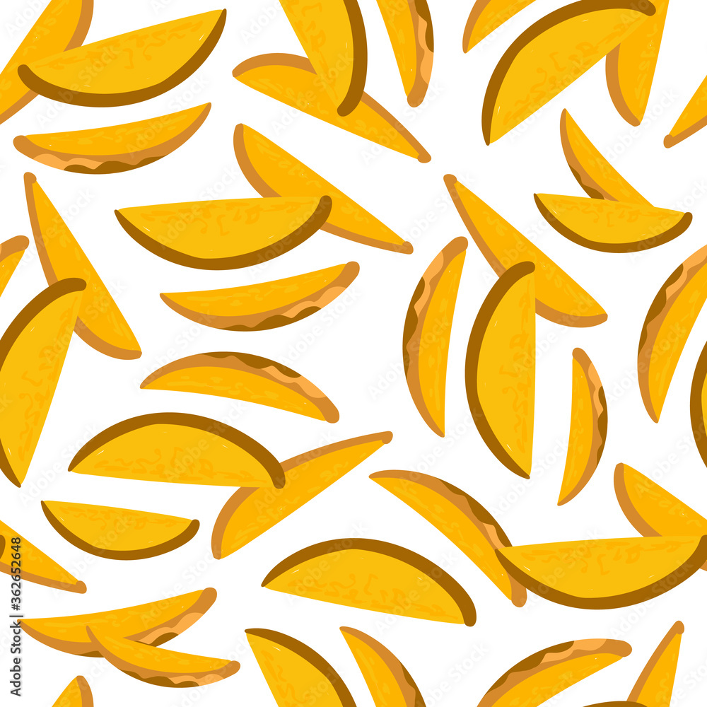 Mango vector illustrations. Seamless pattern background. hand draw cartoon Scandinavian nordic design style for fashion or interior or cover or textile.