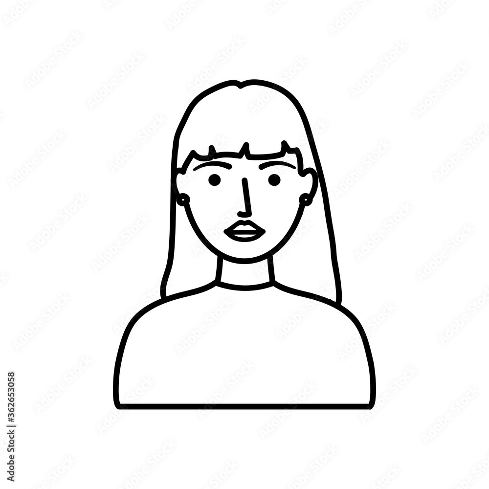 avatar woman wearing small earrings, line style avatar woman wearing small earrings, line style
