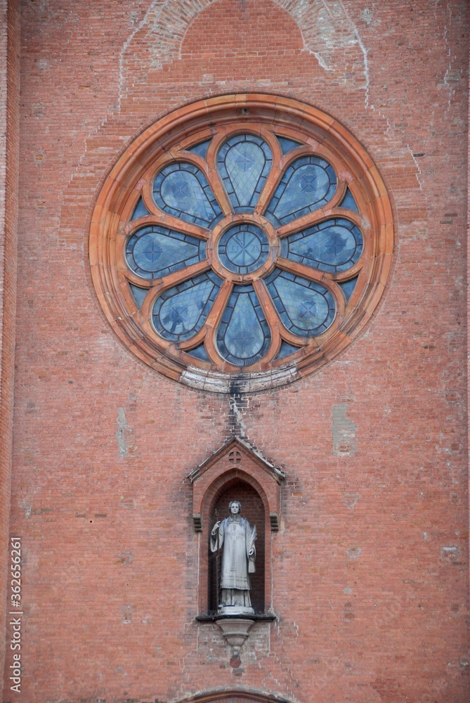 Facade of the Church of San Lorenzo ad Alba, Piedmont - Italy. September 2009