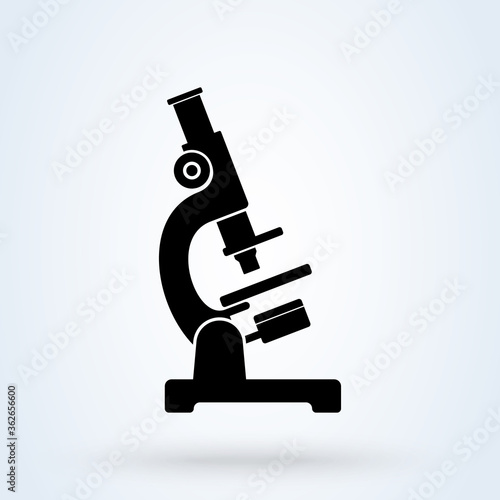 Microscope simple isolated symbol, laboratory equipment icon vector.